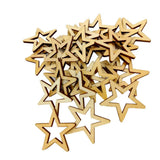 Club Bollywood 25 Piece 50mm Unfinished Hollow Wooden Shape Star Embellishments for Scrapbooking Crafts