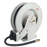 1/2 inch x 50 ft Oil Hose Reel Retractable Freely Adjustable Support Arm and Pipe Gripper Max 2300 PSI Spring Driven Steel Const