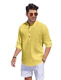 Bellstone Men'S Cotton Blend Solid Regular Fit Kurta (Kurta1500_Single_Yellow_Medium