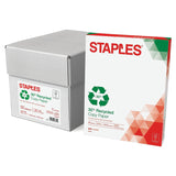 Staples 30% 8.5 x 11-Inch Copy Paper, 20 lbs., 92 Brightness, 500 Sheets/Ream, 5-Ream/Carton (51959-US)