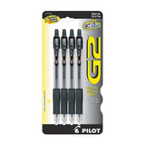 Pilot, G2 Premium Gel Roller Pens, Extra Fine Point 0.5 mm, Pack of 4, Black