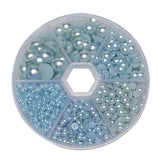 Libiline 1 Box 1170pcs Blue Mix Sizes Round 3/4/5/6/8/10mm Flat Back Beads Half Pearl Scrapbooking Bead for Wedding Ornament (Bl