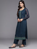 Libas Women'S Georgette Kurta Sets (48088_Navy Navy Blue L