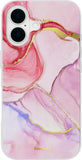 SCORPIFY for iPhone 16 Case [Compatible with MagSafe] with Pink Flange Crystal Marble Design, Cute Magnetic Phone Cover for Wome