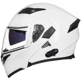 ILM Bluetooth Motorcycle Helmet Modular Flip up Full Face Dual Visor 6 Riders Group Intercom Mp3 FM Radio DOT Model 902BT PRO(Wh