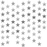 Yzurbu Silver Star Garland, 78 Feet Double Side Hanging Sparkly Paper Star Banner Decorations for Birthday Wedding Engagement Ba
