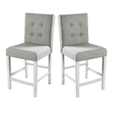 Benjara Benzara Fabric Upholstered Wooden Counter Height Chair, Pack of Two, White and Gray,