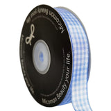 Micomon Light Blue Gingham Plaid Checked Ribbon 25 Yard Each Roll 100% Polyester (5/8, Light Blue)