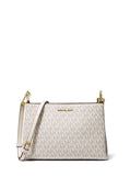 Michael Kors Trisha Leather Medium Triple Compartment Crossbody (Lt Cream Multi)