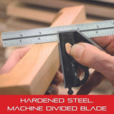 Starrett Steel Combination Square With Square Head - 6 Blade Length, Cast Iron Heads, Hardened Steel, Reversible Lock Bolt, Sc
