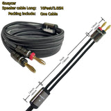Goaycer 10Feet Speaker Cable with Banana Plugs,14 Gauge Oxygen-Free-Copper (OFC) Speaker Wire(10FT/One Cable)