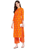 Anni Designer Women'S Cotton Blend Kurta With Pant (Kpt-Cot-10033-Orange_Khaki_Xx-Large),Khaki,2XL