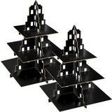 2 Pieces Black City Skyscraper Cupcake Stand 3 Tier Dessert Tower Display for City Theme Party Supplies Table Decor
