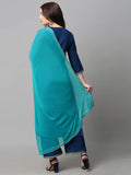 Gosriki Women'S Cotton Blend Solid Straight Kurta With Palazzos & With Dupatta (Dakum Kerosin_Xl-Gs_Dark Blue_X-Large),Dark Blue,,B0BMVZF5W5