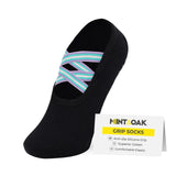Mint & Oak Black Double Criss Cross Pilates Socks For Women | Ankle Length NonSlip Yoga Socks | Premium Yoga Socks For Stabilit