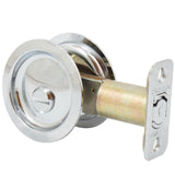 Round Pocket Door Lock, Privacy (Bed/Bath) Latch, 23/4 Backset, RCL, Polished Chrome by Stone Harbor Hardware