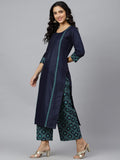 Gosriki Women'S Cotton Blend Printed Straight Kurta Palazzo & Dupatta (Homi Blue_New_S-Go_Blue_Small),Blue,,B0B4FWX5C3