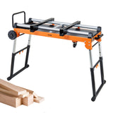 VEVOR Miter Saw Stand, 42in Collapsible Rolling Miter Saw Stand with Onboard Outlets, 5-in-1 Detachable Miter Saw Stand, Height 