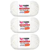 White Yarn for Crocheting and Knitting Cotton Crochet Knitting Yarn for Beginners with Easy-to-See Stitches Cotton-Nylon Blend E