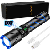 Voylite Rechargeable Flashlights High Lumens - 10000 LM, 5000mAh Battery with LCD Display, 3 Modes, Zoomable & IP67 Waterproof -