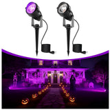 LOHAS Halloween Spotlight Outdoor, Purple LED Spot Lights for Yard, Auto On/Off 5W 120V Landscape Lighting for House, Holiday, T