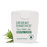 Desert Essence Tea Tree Oil Dental Floss - 50 Yards - Naturally Waxed w/ Beeswax - Thick Flossing No Shred Tape - On The Go - Re