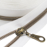 MebuZip #5 Antique Brass Metallic Nylon Coil Zippers by The Yard Bulk Coil Zipper Roll 10 Yards with 25pcs Pulls for DIY Sewing 