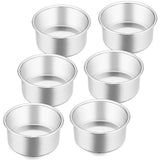 E-far 4 Inch Small Cake Pan Set of 6, Stainless Steel Mini Round Smash Cake Baking Pans Tins, Non-Toxic & Healthy, Mirror Finish