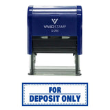 for Deposit ONLY w/Border SelfInking Office Rubber Stamp (Blue) Medium
