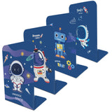 Zyners 8 Pieces Bookends for Kids, Metal Bookends for Boys, Non-Skid Heavy Duty, Astronaut Bookends for Shelves Children(5.3 x 4