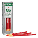 Dixon Industrial Phano PeelOff China Marker Pencils, Red, 12Pack (00079)