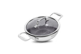 SUNCASA Mitrix Plus 304 Food Grade Triply Stainless Steel Kadai with lid, Ceramic Coating, Stay Cool Handle, Triply Kadai with l