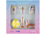 Beach Girls 5 Pc Diecast Figure Set (3 Female Figures And 2 Beach Accessories) For 1/64 Scale Models By Tarmac Works & American