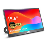 QQH Portable Monitor, 15.6 FHD 1080P IPS Travel Monitor Kickstand for Laptop with HDR, Ultra Slim, Eye Care, Plug&Play USB C HD