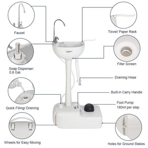 VINGLI Upgraded Portable Sink and Toilet Combo| Self-contained 5 Gal Hand Washing Station & 5.3 Gal Flushing Toilet, Perfect for
