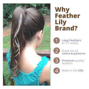 Hair Feathers Kit, 20 Feathers For Hair, Long Feather Extensions With Beads And Loop Tool, 100% Real Rooster Feather Accessories