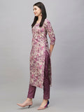 Gosriki Women'S Cotton Blend Straight Printed Kurta With Pant (Seep Purple-Gs_Xl_Purple_X-Large),Purple,,B0CT3MFC2R