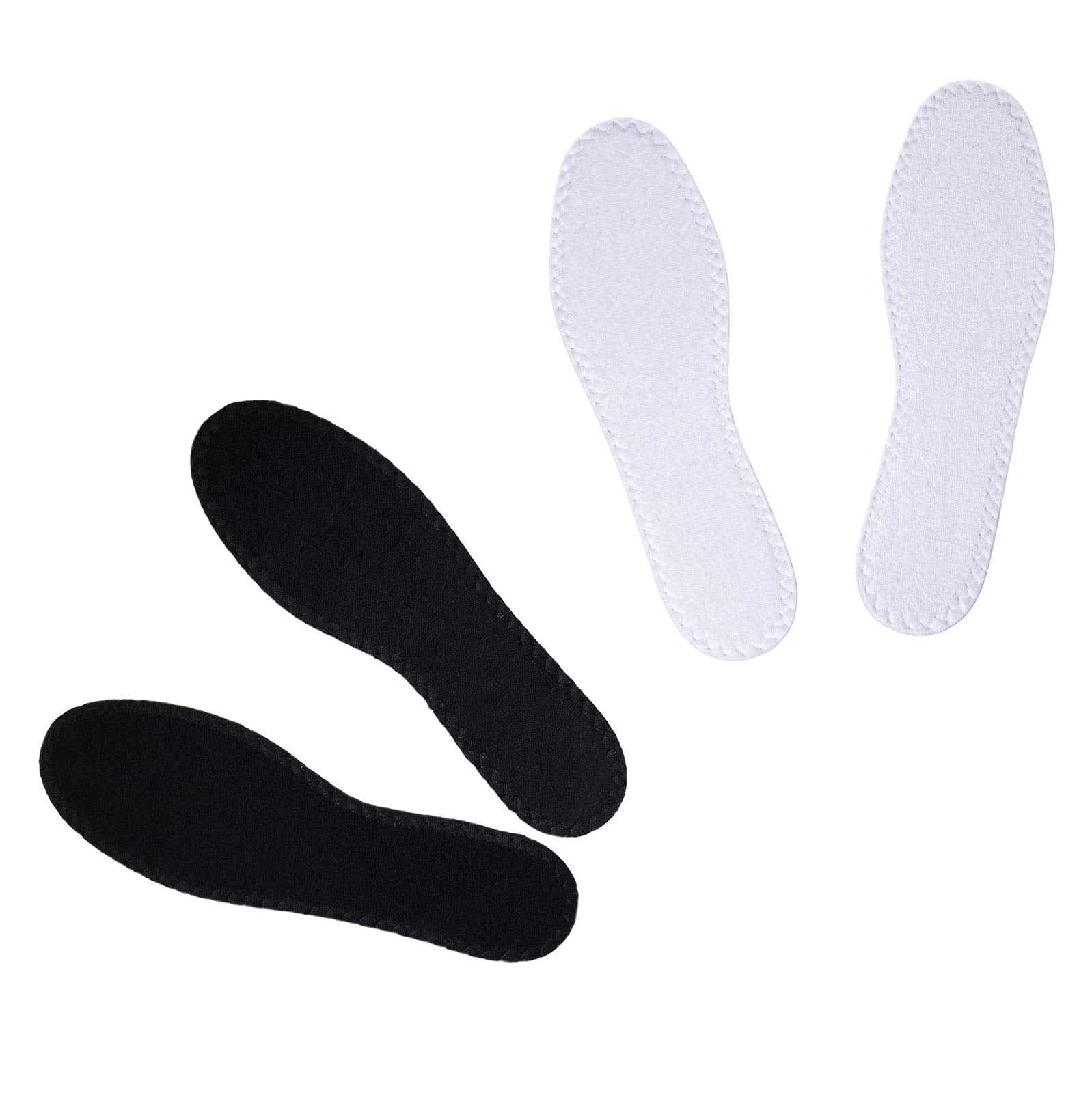 Happystep Terry Insoles, Barefoot Shoe Inserts, Washable And Reusable, 1 Pair Black And 1 Pair White (Men Size 11)