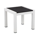 Benjara Josh 18 Inch Side End Table, Jet Polyresin Planks, Aluminum Frame, White and Black