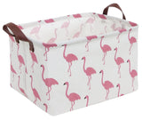 CLOCOR Rectangular Flamingo Storage Basket,Collapsible Cute Pattern Storage Bin,Waterproof Coating Storage Box with Handles,Gift