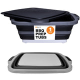 Drip EZ Collapsible BBQ Prep Tub(V1) - for Meal Prep, Marinating, Food Storage - Includes Cutting Board & Lid - (1) OG - Black