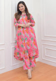 Leriya Fashion Ethnic Co Ord Set For Women Kurta Set For Women | 2 Piece Kurta Set | Kurta With Pant For Women (X-Large, Pink) L