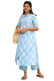 Anni Designer Women'S Rayon Viscose Straight Printed Kurta With Pant (Kopek Sky_Xl_Sky Blue_X-Large),Sky Blue,XL