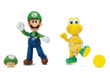 SUPER MARIO Luigi and Koopa Troopa 4-Inch Action Figure 2-Pack with 1-Up & Gold Coin Accessories, Action Figures Come with Up to