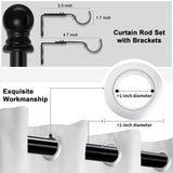 1 Inch Black Curtain Rods for windows, Heavy Duty Adjustable Splicing Single Curtain Rod with Brackets (30-144)