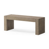 Maven Lane Zeno Contemporary Wooden Backless Bench Seating for Modern Dining, Kitchen Table, Entryway, Foyer, or Lobby in Weathe