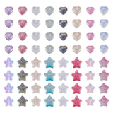 160Pcs Heart Star Glass Beads Colorful Star Love Heart Glass Beads AB Color Plated Heart Star Spacer Beads for DIY Necklace Brac