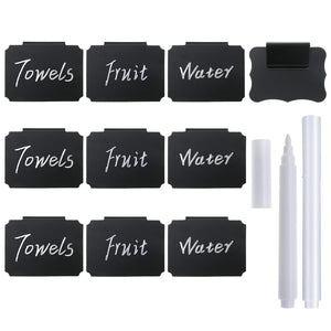 10 Plastic Basket Bin Label Clip on Removable Basket Label Kitchen Pantry Basket Label Clip with White Chalk Markers for Storage