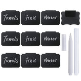 10 Plastic Basket Bin Label Clip on Removable Basket Label Kitchen Pantry Basket Label Clip with White Chalk Markers for Storage