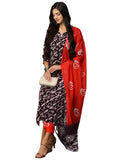 Gosriki Women'S Cotton Blend Printed Straight Kurta With Pant & Dupatta (Sukar-Blue-Gs_M_Blue_Medium),Brown,,B0CD7SHX5Y